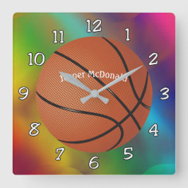 Baskeball Multi-gekleurde Burger Foto Personaliser Vierkante Klok