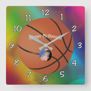 Baskeball Multi-gekleurde Burger Foto Personaliser Vierkante Klok