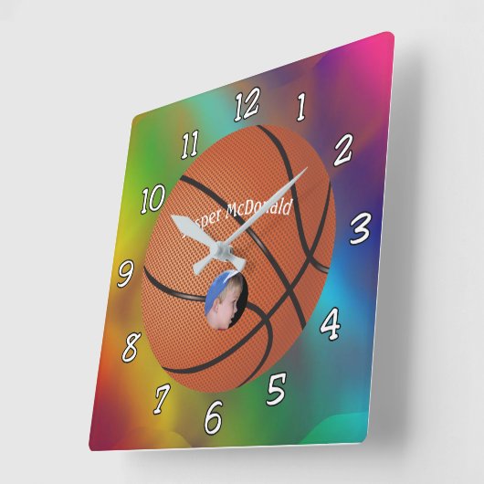 Baskeball Multi-gekleurde Burger Foto Personaliser Vierkante Klok (Hoek)