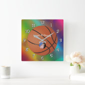 Baskeball Multi-gekleurde Burger Foto Personaliser Vierkante Klok (Huis)