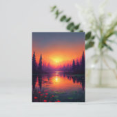 Basken in het Oranje en Paarse Sunset Light Briefkaart (Staand voorkant)