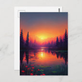 Basken in het Oranje en Paarse Sunset Light Briefkaart (Voorkant / Achterkant)