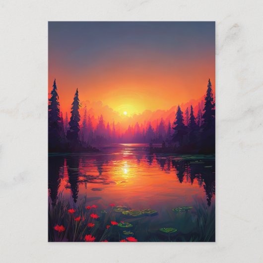 Basken in het Oranje en Paarse Sunset Light Briefkaart (Voorkant)