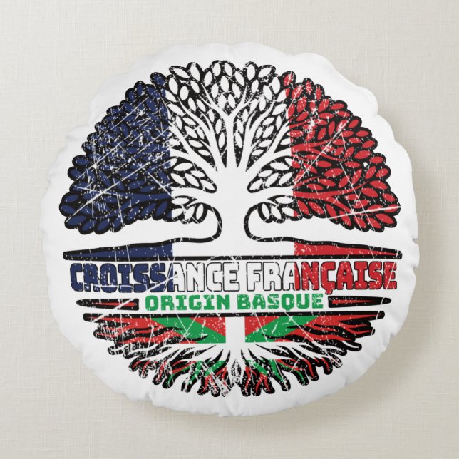 Baskenland Baskische Franse boomstammen Rond Kussen (Voorkant)