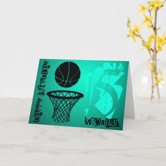 Basket 15th Birthday gepersonaliseerd Wenskaart Kaart (Gele Bloem)