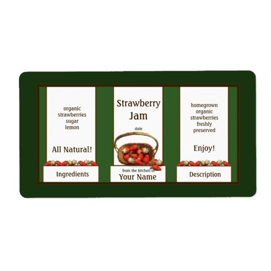 Basket aardbeien Jam Canning Jar Label (Voorkant)