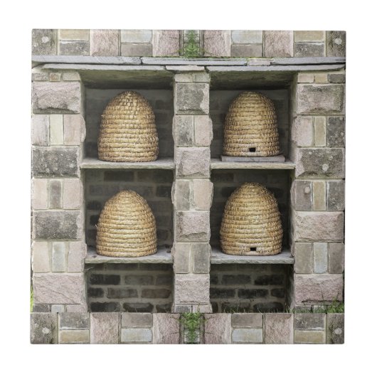 Basket Bee Hive Apiculture Tegeltje (Voorkant)