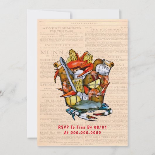 Basket Crab Boil Party Kaart (Achterkant)