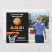 Basket Foto Basketbal Bal Verjaardag Uitnodigingen (Voorkant)