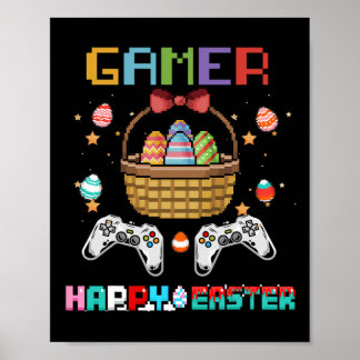 Basket gamer videospelcontroller met paaseieren poster