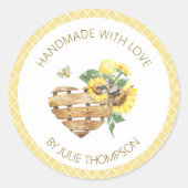 Basket Hart & Honingraat 🌻 Custom Honing Ronde Sticker (Voorkant)