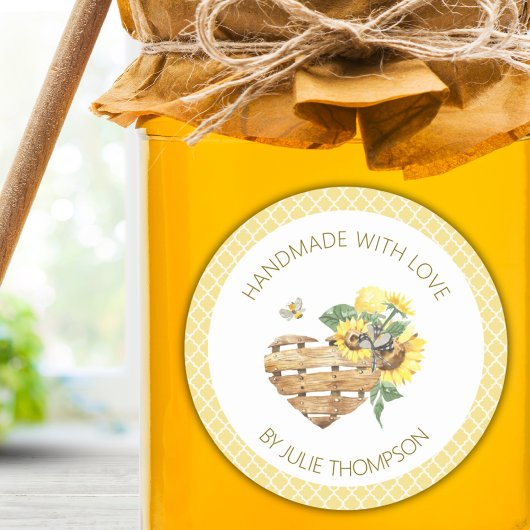 Basket Hart & Honingraat 🌻 Custom Honing Ronde Sticker