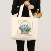 Basket of Blue Hydrangeas Grote Tote Bag (Voorkant (product))