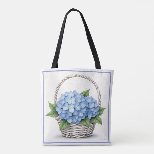 Basket of Blue Hydrangeas Tote Bag (Achterkant)