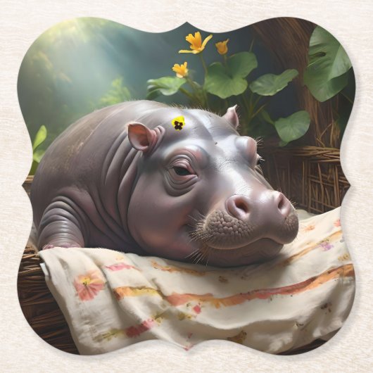 *Basket of Dreams: A Baby Hippo’s Cozy Nap Kartonnen Onderzetters (Voorkant)