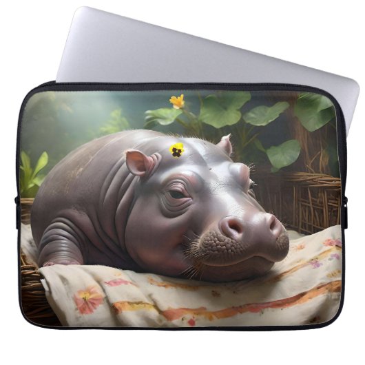 *Basket of Dreams: A Baby Hippo’s Cozy Nap Laptop Sleeve (Voorkant)