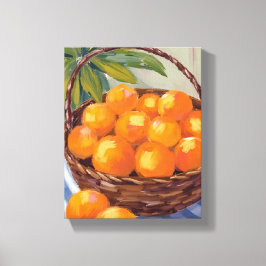 Basket of Oranges Fruit Citrus Painting Canvas Afdruk