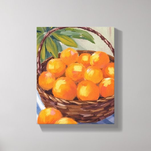 Basket of Oranges Fruit Citrus Painting Canvas Afdruk (Voorkant)
