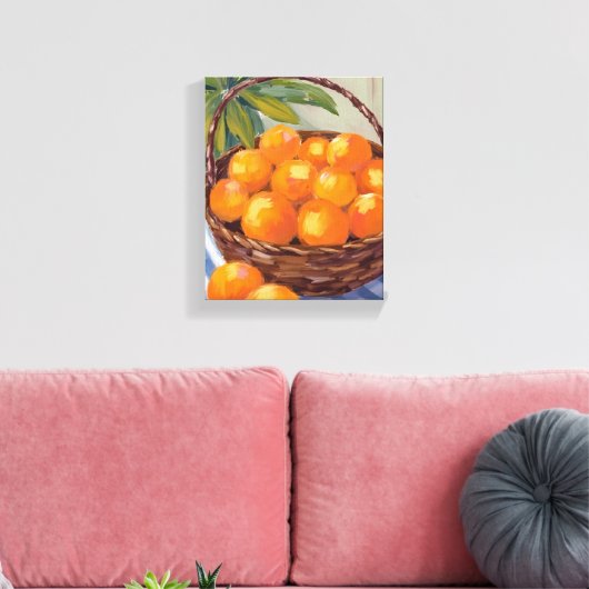 Basket of Oranges Fruit Citrus Painting Canvas Afdruk (Insitu (Woonkamer))