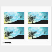 Basket op een heuvel #2 rechthoekige sticker (Vel)