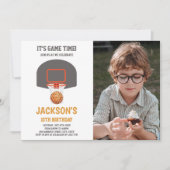 Basket Oranje Ball Basketball Uitnodigingen met fo (Voorkant)