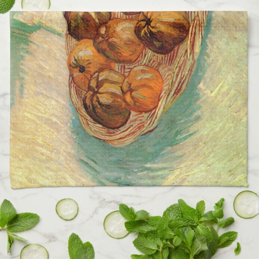 Basket van Apples aan Pissarro door Vincent van Go Theedoek (Gevouwen)