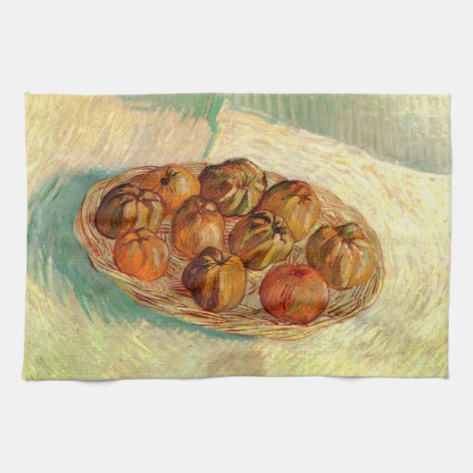 Basket van Apples aan Pissarro door Vincent van Go Theedoek (Horizontaal)