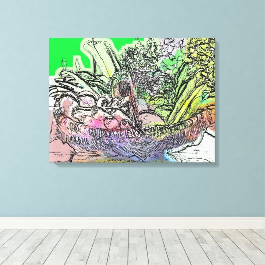 BASKET VAN GROENTEN CANVAS AFDRUK (Insitu (Houten vloer))