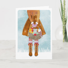 Basket vol met Kittens Feestdagen Kaart