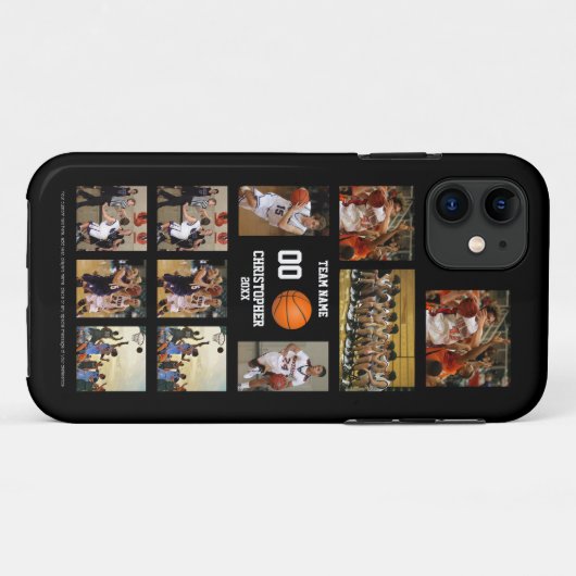 Basketbal 11 Fotocollage gepersonaliseerd zwart Case-Mate iPhone Case (Achterkant (horizontaal))