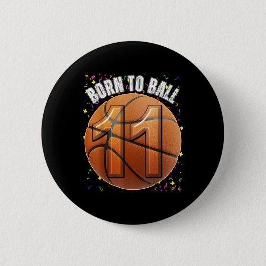 Basketbal 11e verjaardag 11 meisjes jongen ronde button 5,7 cm (Voorkant)