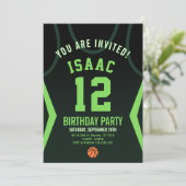 Basketbal 12 Verjaardagsuitnodiging Kaart (Staand voorkant)