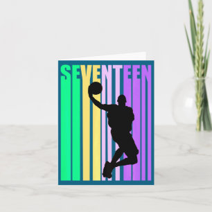 Basketbal 17e Verjaardag Jongen Heren Vader Retro Kaart