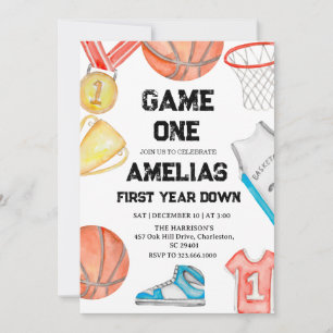Basketbal 1e Verjaardag Amerikaanse Sport Game Op Kaart