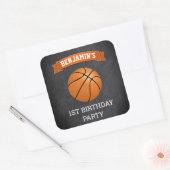 Basketbal 1e verjaardag uitnodiging sticker (Envelop)