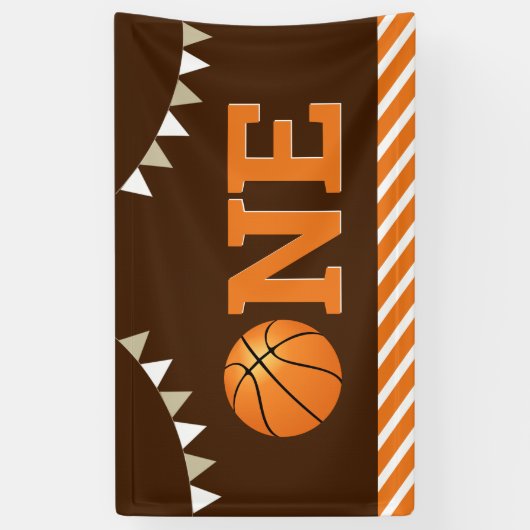 Basketbal 1e verjaardagsfeestje spandoek (Verticaal)