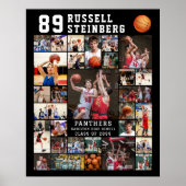Basketbal 30 Foto Collage Spelersnummer Poster (Voorkant)