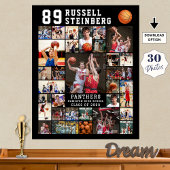Basketbal 30 Foto Collage Spelersnummer Poster
