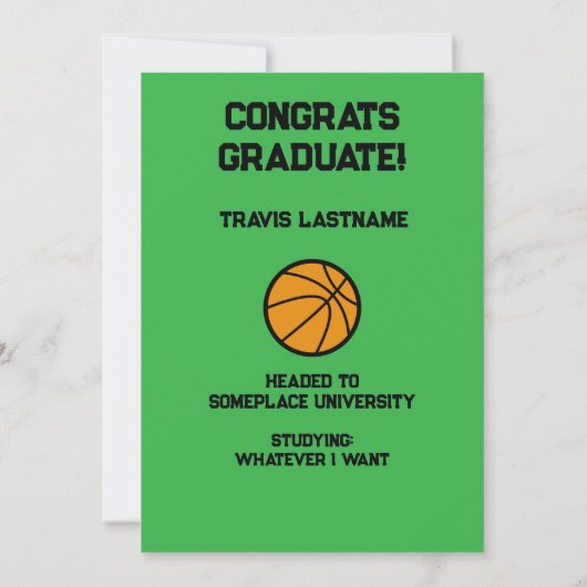 Basketbal 3 Foto Collage Groen Afstuderen Aankondiging (Achterkant)