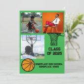 Basketbal 3 Foto Collage Groen Afstuderen Kaart (Staand voorkant)