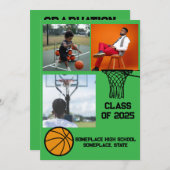 Basketbal 3 Foto Collage Groen Afstuderen Kaart (Voorkant / Achterkant)