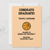 Basketbal 3 Foto Collage Perzik Afstuderen Aankondiging (Achterkant)