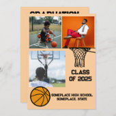 Basketbal 3 Foto Collage Perzik Afstuderen Kaart (Voorkant / Achterkant)