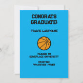 Basketbal 3 Photo Collage Lichtblauw Afstuderen Aankondiging (Achterkant)