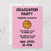 Basketbal 3 Photo Collage Roze Afstuderen Kaart (Achterkant)