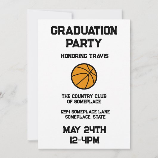 Basketbal 3 Photo Collage wit Afstuderen Kaart (Achterkant)