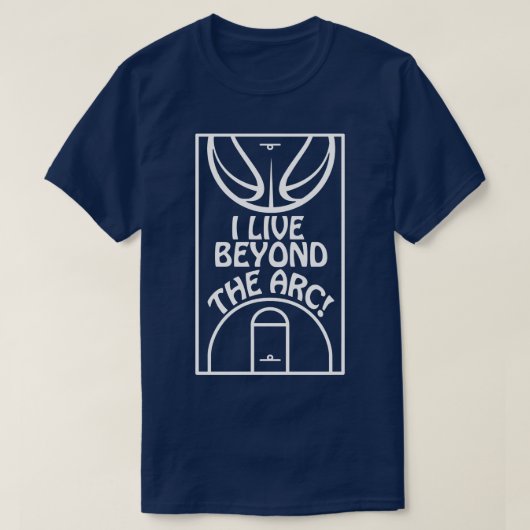 Basketbal 3 punt schutter voorbij de boog drie Po T-shirt (Design voorkant)