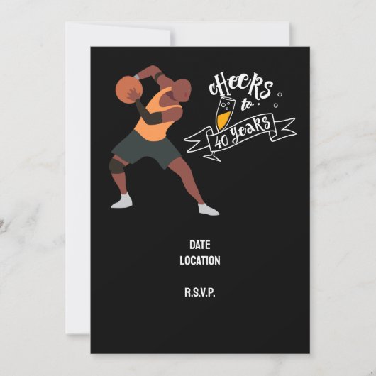 Basketbal 40e verjaardag Save the Date uitnodiging (Voorkant)