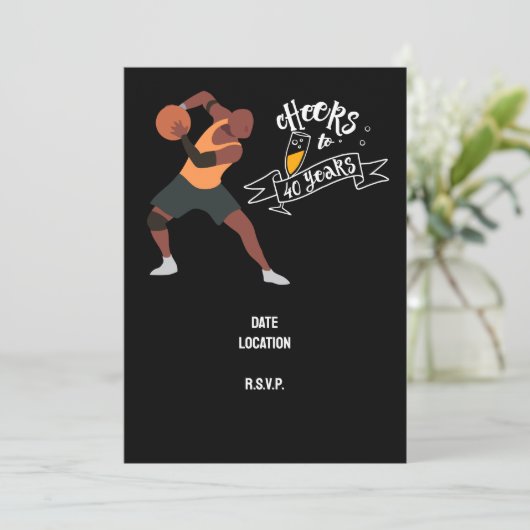 Basketbal 40e verjaardag Save the Date uitnodiging (Staand voorkant)