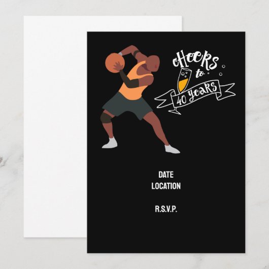 Basketbal 40e verjaardag Save the Date uitnodiging (Voorkant / Achterkant)